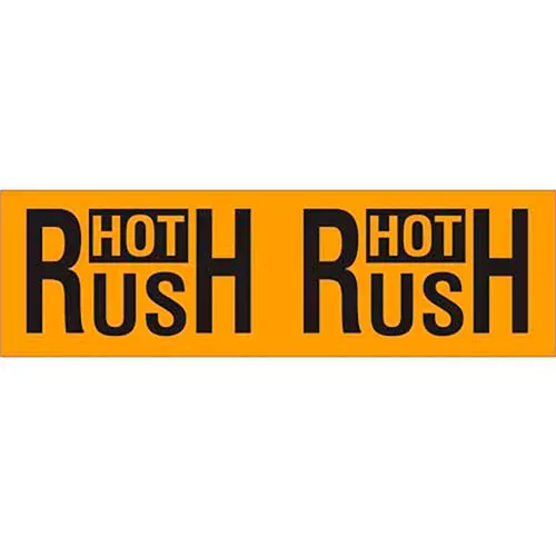 "Hot Rush" Pallet Corner Labels, 3"L x 10"W, Fluorescent Orange, Roll of 500